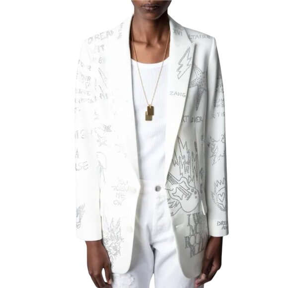 ZADIG & VOLTAIRE EMBROIDERED EMBELLISHED BLAZER SIZE M/L NEW - Picture 5 of 9